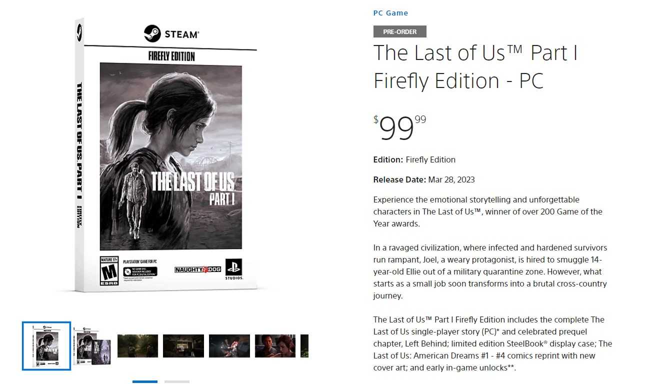 《最后的生还者Part1》PC火萤版开启预购 售价100刀(最后的生还者pc)