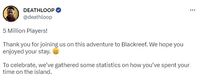 《死亡循环》玩家数突破500万 全玩家发射的子弹足够绕地球3.2圈(《死亡循环》电影在线观看)