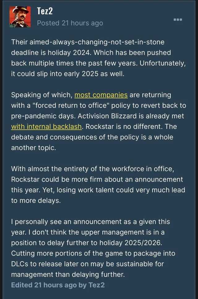 传闻：《GTA6》2024年底推出 本体或削减内容用DLC补齐(传闻:《使命召唤19:现代战争2》已进入A测阶段)