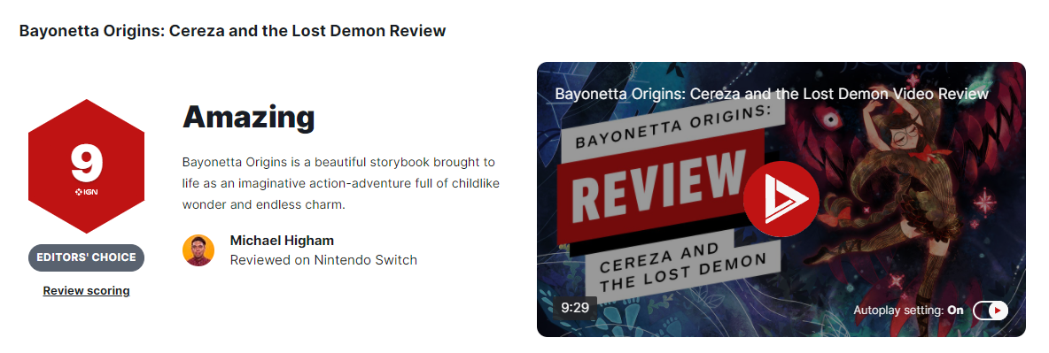 《猎天使魔女：起源》IGN 9分：充满童趣和想象力(猎天使魔女起源:瑟雷莎与失落恶魔)