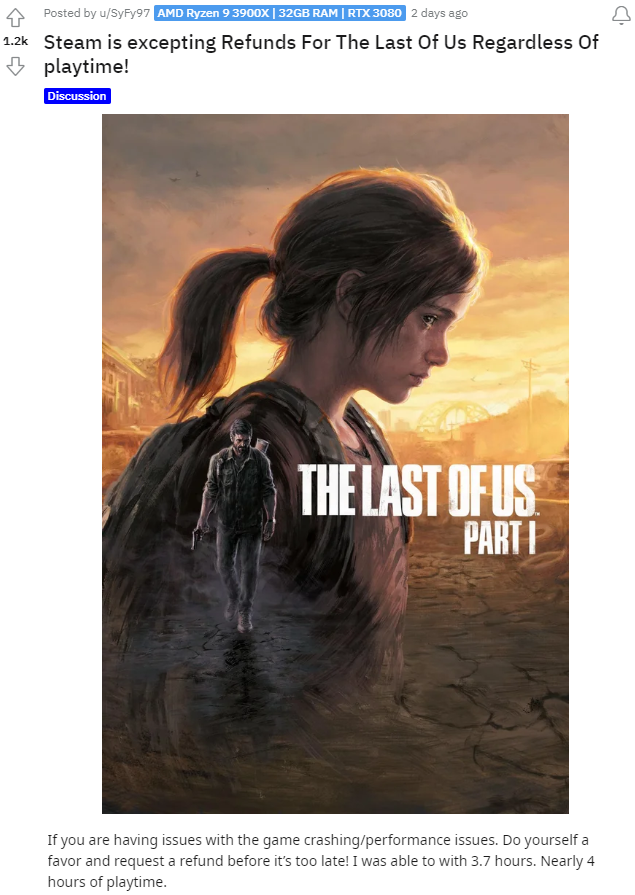 Steam为《最后的生还者》玩家退款 超过游玩时限也可以(Steam最)