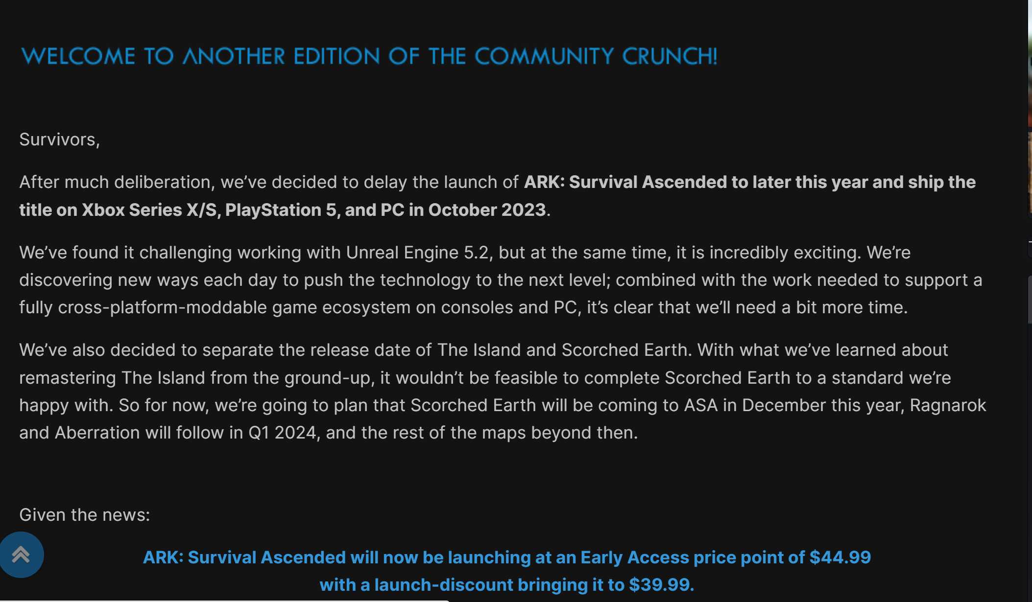 《方舟：生存进化》次世代版跳票