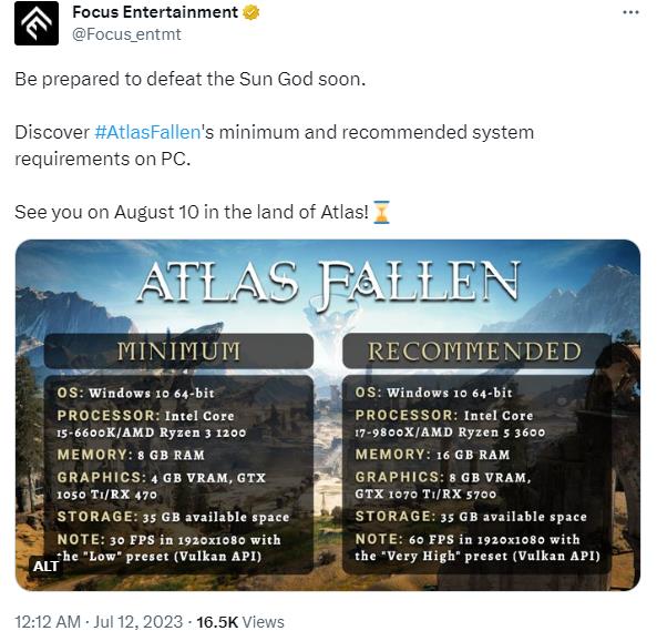 《尘封大陆》PC配置公开 8月10日发售(游戏8月10日发售)