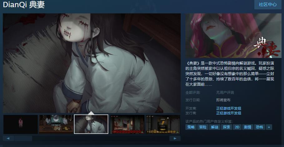 中式恐怖剧情向解谜游戏《典妻》Steam页面上线 发售日期待定(中式恐怖剧情解谜游戏)