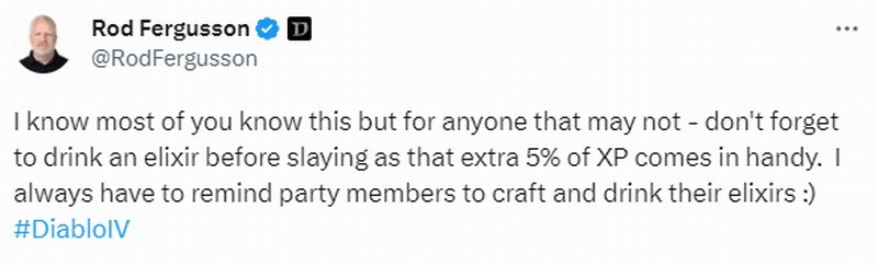 《暗黑4》负责人提醒你：升级别忘喝药 能获更多经验值(《暗黑4》大量用户无法登录)