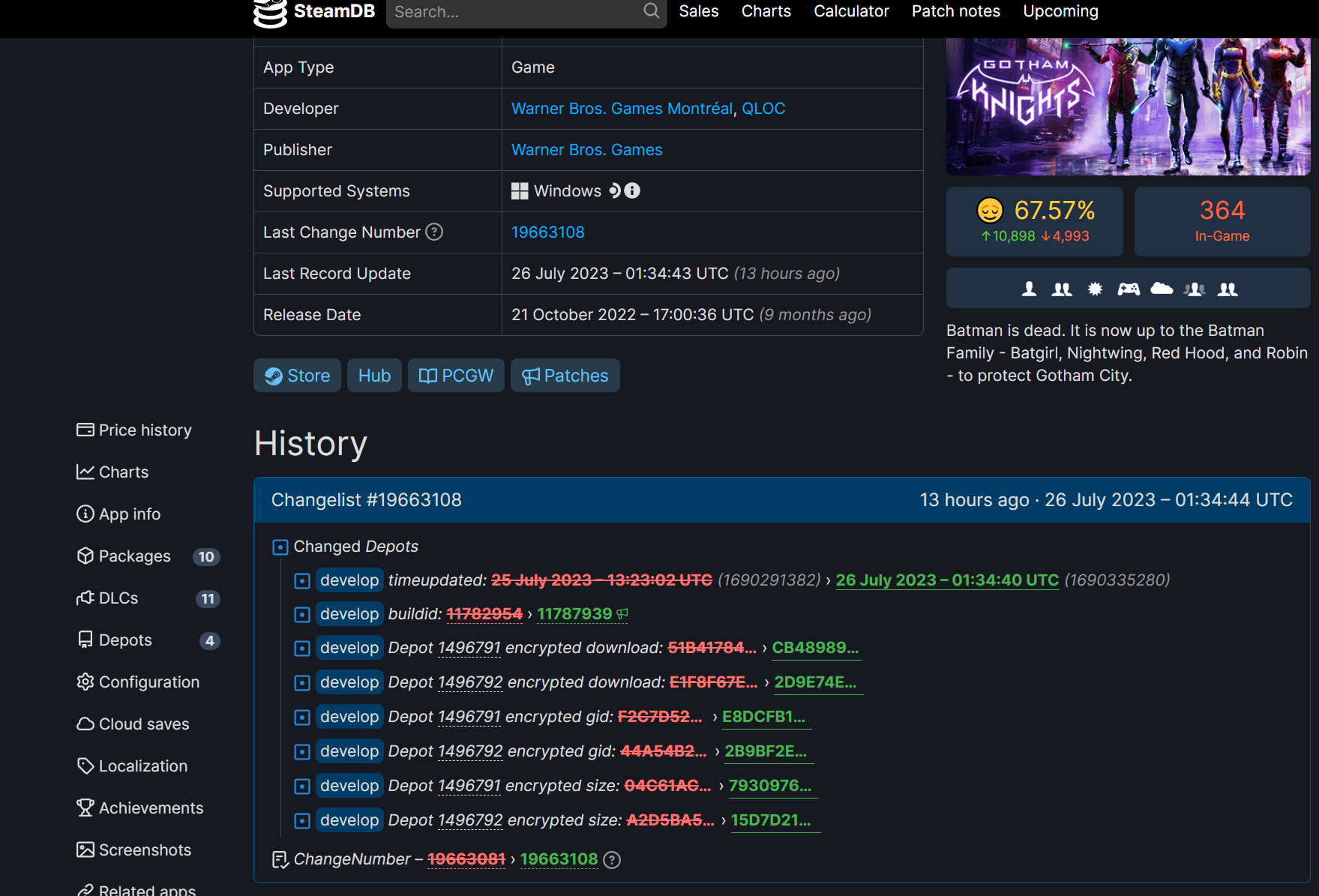 SteamDB推出多个更新 《哥谭骑士》或公布DLC(steamdb怎么用)