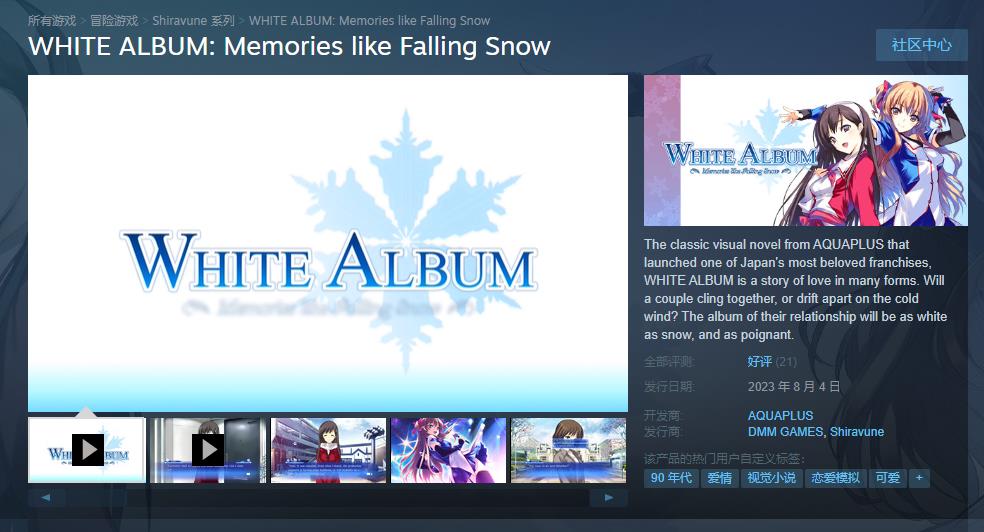 经典恋爱冒险游戏《白色相簿》Steam版正式发售 支持中文(ns恋爱冒险游戏)