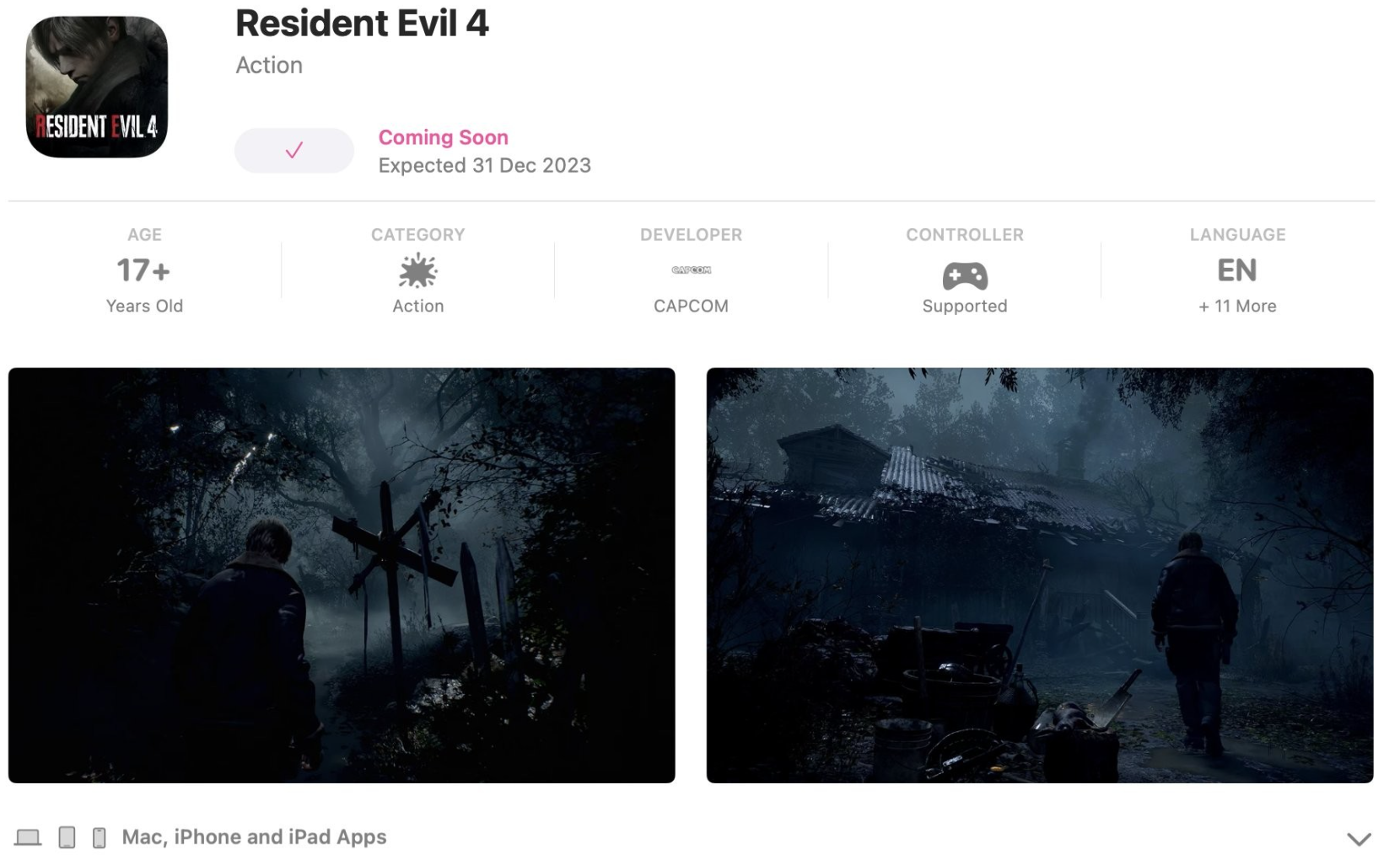 《生化危机4：重制版》上架苹果商城年内发售(生化危机4重制版时钟调到几点)