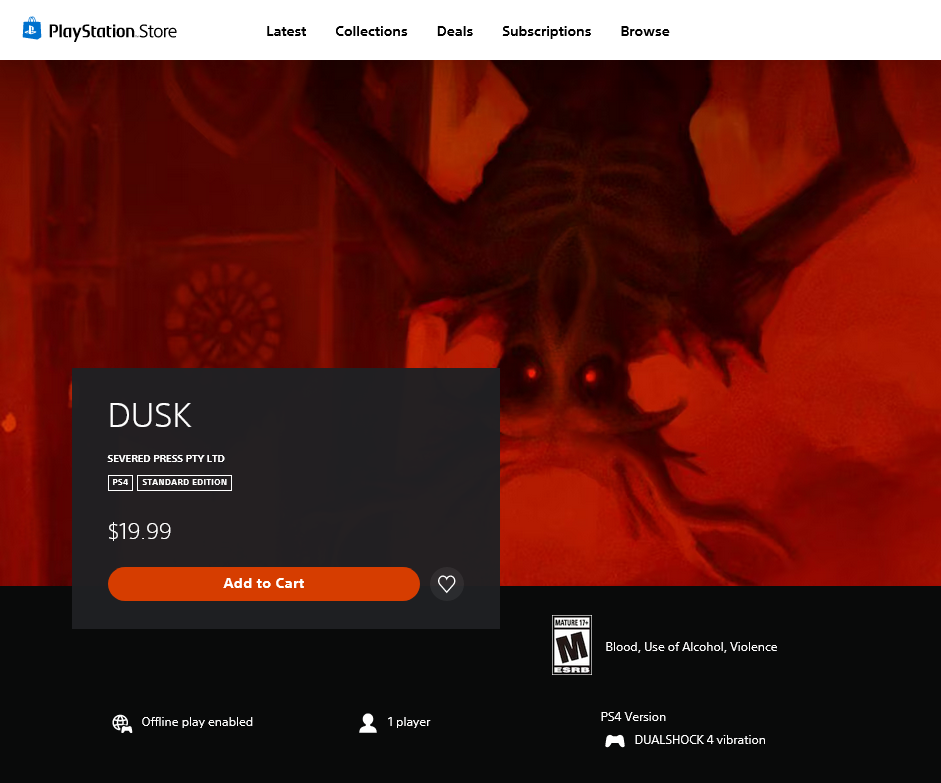 经典复古FPS《黄昏》现已登陆PS4美服商店(经典复古摩托车)