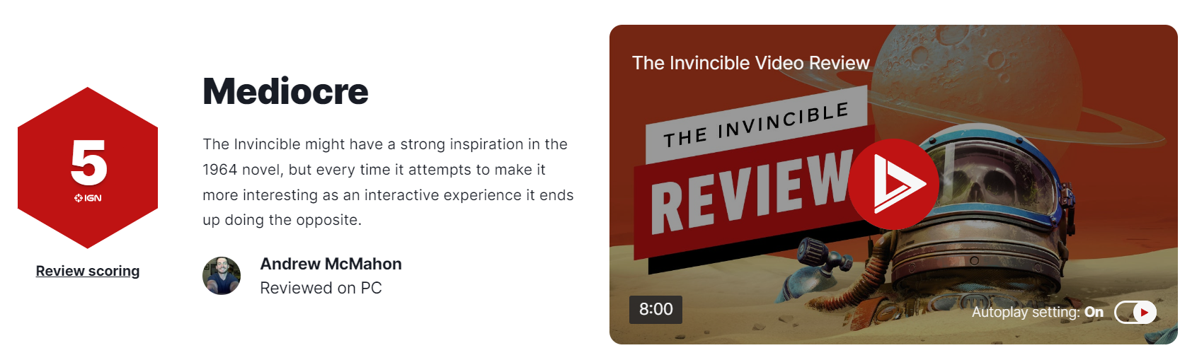 《无敌号》IGN5分：改编效果适得其反(《无敌号》试玩版上线)