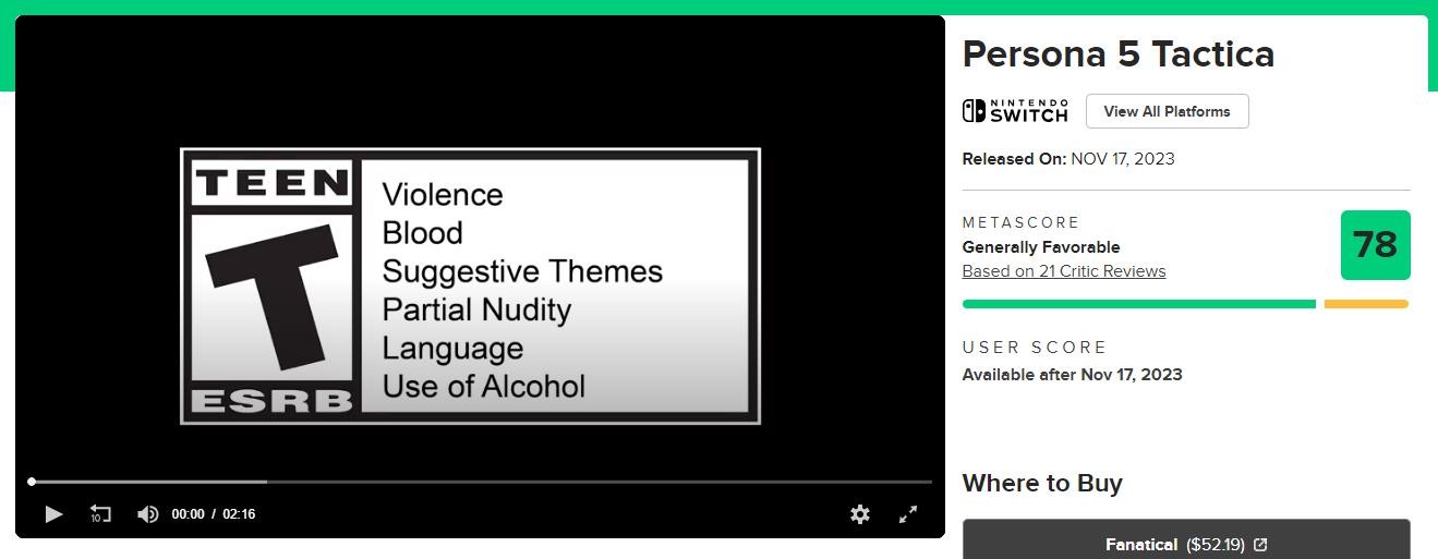 《女神异闻录5：战略版》媒体评分解禁IGN和GS双8分(女神异闻录5手游下载)
