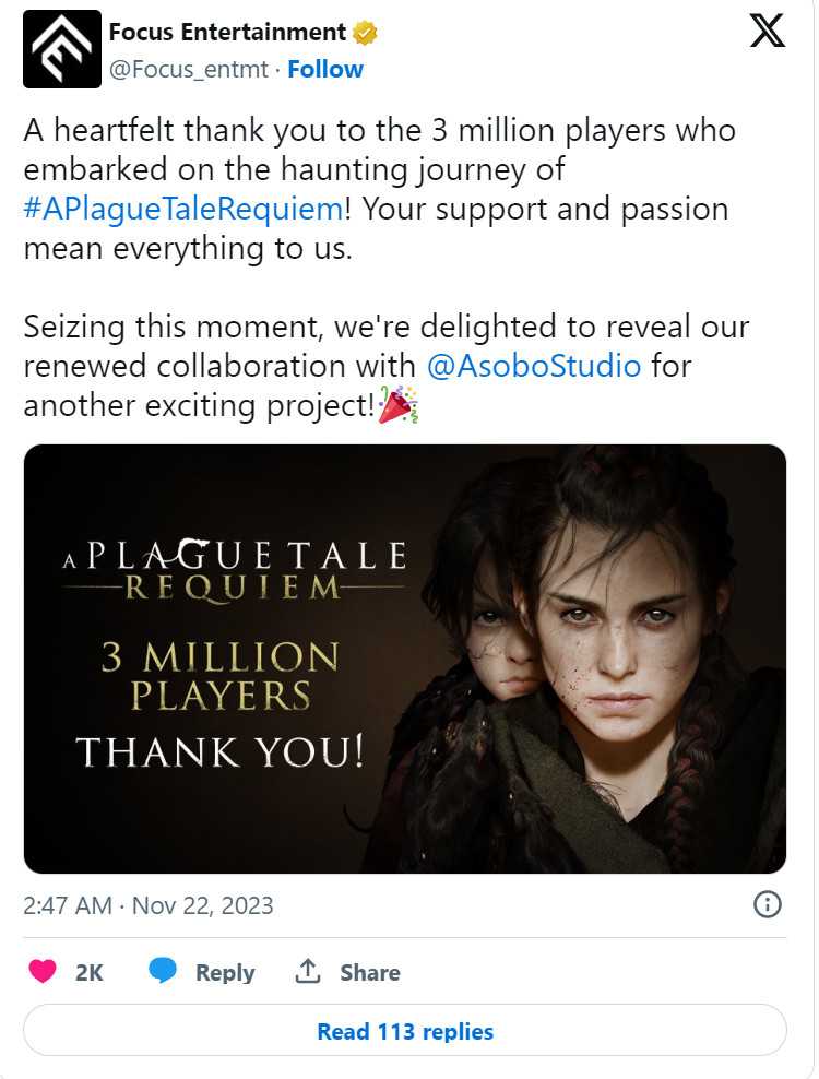 《瘟疫传说：安魂曲》达到新里程碑：玩家超300万(瘟疫传说安魂曲怎么调中文)