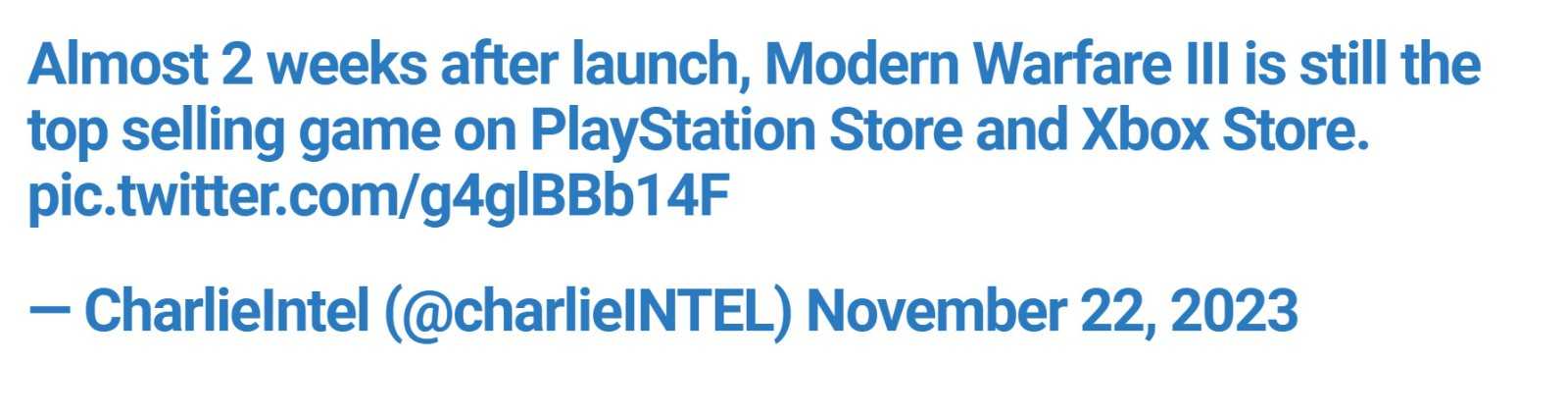 《现代战争3》仍是PS和Xbox上最畅销的游戏(《现代战争3》配置需求公布)