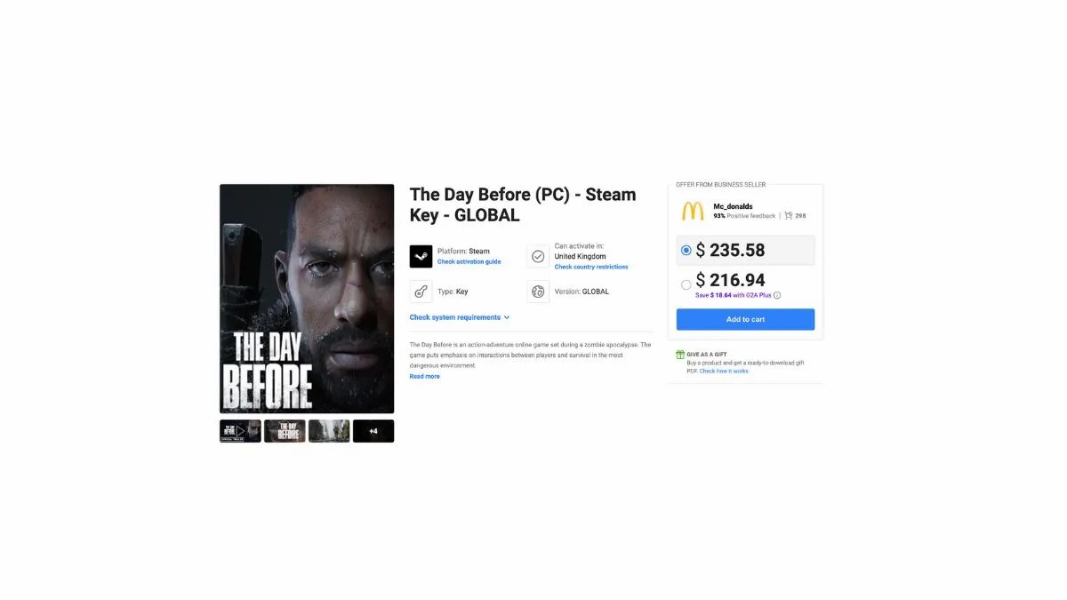 《浩劫前夕》下架后激活码被炒出天价