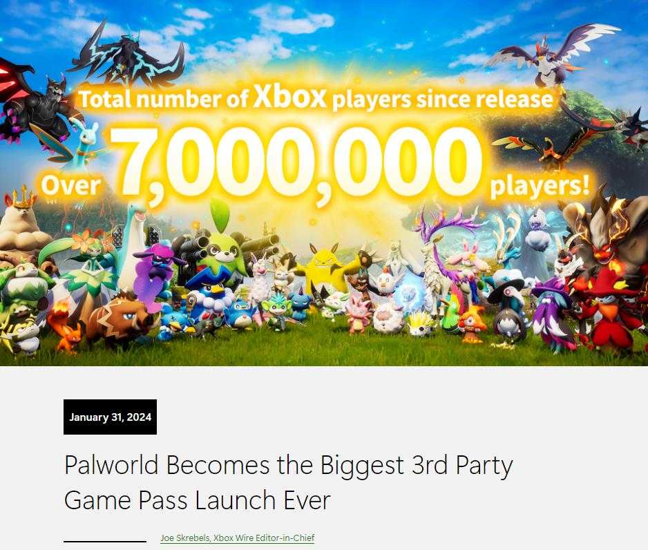 《幻兽帕鲁》成为XGP最大的第三方发布Xbox将与开发商合作优化游戏(幻兽2021)