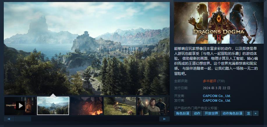 《龙之信条2》Steam“多半差评”(龙之信条2可以联机吗)