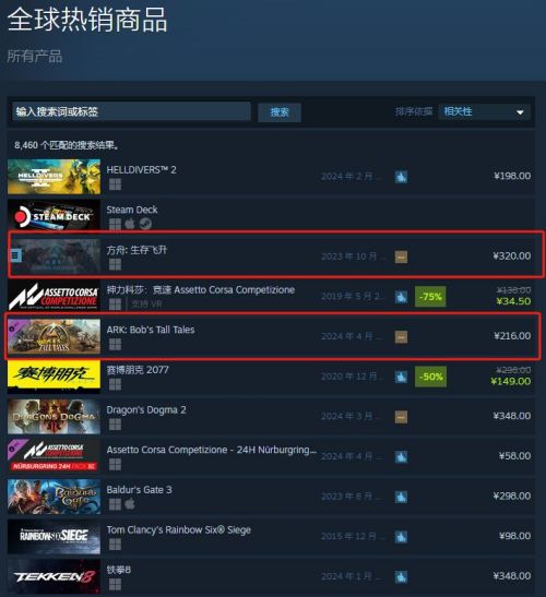 《方舟生存飞升》全新DLC冲上Steam热销前五(方舟生存飞升xbox)