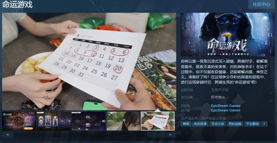 《命运游戏》Steam页面上线(命运游戏百度百科)