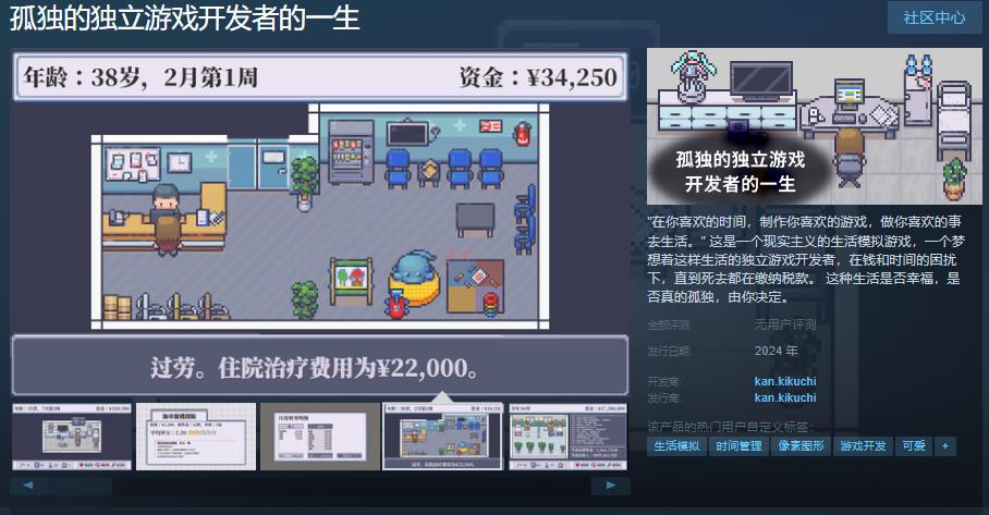 《孤独的独立游戏开发者的一生》Steam页面上线(孤独的游戏有哪些)